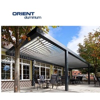Harga pabrik grosir Pergola Aluminium luar ruangan bermotor panel surya transparan Pergola