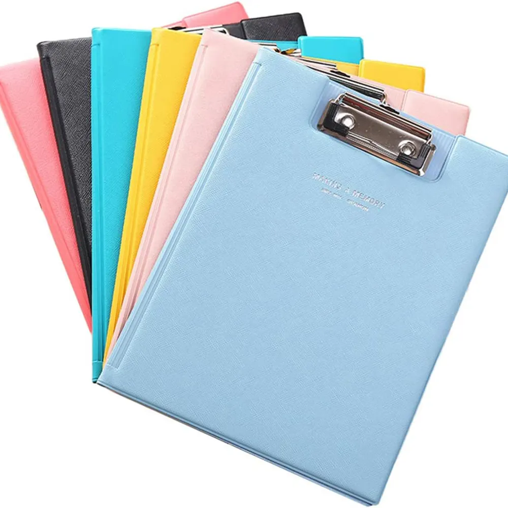 Custom Logo Leather Conference Folder Business Padfolio Portfolio Case with Letter/A4 Size Writing Pad Clipboard