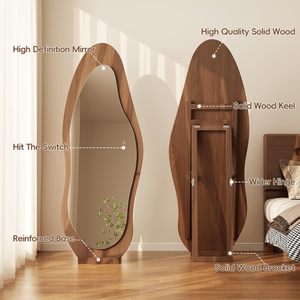 Miroir sur pied pleine longueur style moderne imitation bois pour salon et décoration intérieure - Vente en gros - Product Image 2