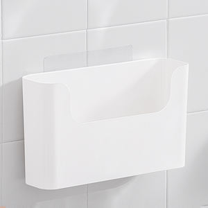 Wall Mounted Plastic Remote Control Phone Cosmetic Storage Box Holder Kitchen Organizer