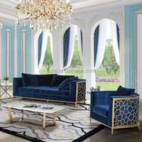 Meubles de salon modernes tapisserie d'ameublement en velours rose velours turquoise luxe en forme de coquille canapés lot de 2 pour le salon