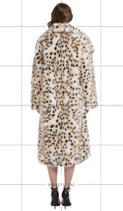 Manteau long en fausse fourrure à imprimé léopard pour femme, chaud et élégant, col rabattu, vêtement d'extérieur pour l'hiver - Product Image 4