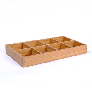 Caja de almacenamiento de té de 8 compartimentos, dividida en compartimentos para guardar bolsitas de té, adecuada para uso doméstico, sirviendo como bandeja de bambú - Product Image 1