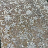 Tissu en dentelle florale brodée de paillettes brillantes, vente en gros directe d'usine