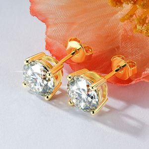 Classic 4mm 5mm 6.5mm 7.5mm 8mm Round D Color VVS1 Moissanite Simple Four-Claw <strong>Stud</strong> <strong>Earrings</strong> for Women - Product Image 2