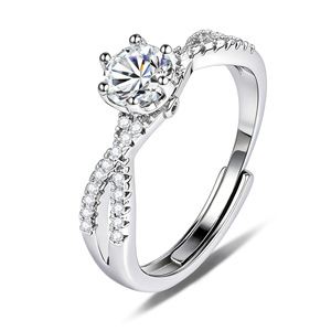 Bague de fiançailles pour femme avec motif floral en forme de boule, sertie de zircone cubique 1 carat à griffes - Product Image 3