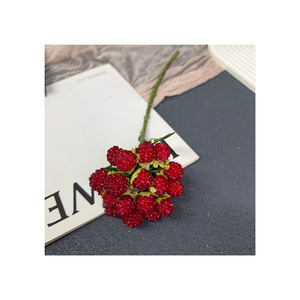 Bouquet de framboises artificielles Jinxi, fleurs en soie rouge foncé, décoration de mariage, ornement de bureau - Product Image 5