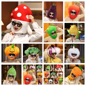 Sombrero de verduras y frutas divertido y viral de internet: cebolla, calabaza, brócoli, pimiento, champiñón, con cuello ajustable - Product Image 3