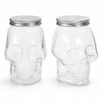 Bouteille en plastique en forme de crâne pour Halloween, réutilisable, distributeur de boissons, avec bouchon à vis pour vin, jus, thé