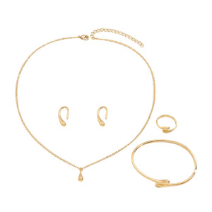 Conjunto de joyería de aleación francesa 2025 para mujer, Collar chapado en oro nuevo, pendientes, anillo, pulsera para aniversario de boda - Product Image 4