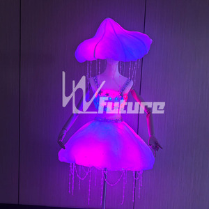 Ensemble de costume lumineux LED méduse océanique arc-en-ciel pour festival, fête, spectacle – Tenue de scène <span class=keywords><strong>futuriste</strong></span> pour femme - Product Image 5