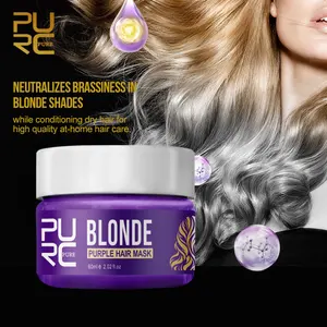 Etiqueta privada Máscara de cabello púrpura Eliminar tóner amarillo Anti- Brassy Smoothing Repair Mascarilla para el cabello para cabello rubio