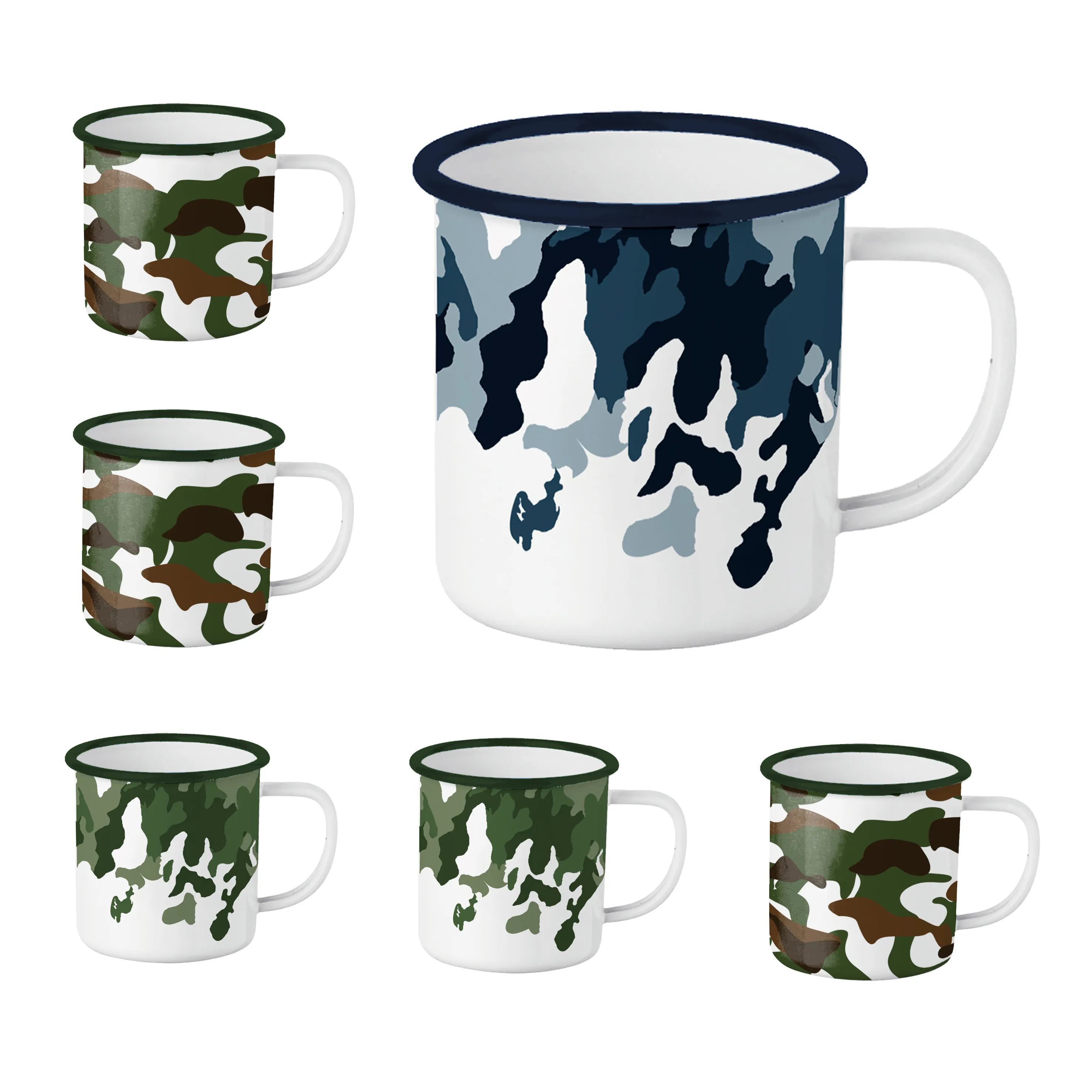 Gepersonaliseerde Kampvuur Emaille Servies Mokken Camouflage Stijl Vakantie Emaille Mok