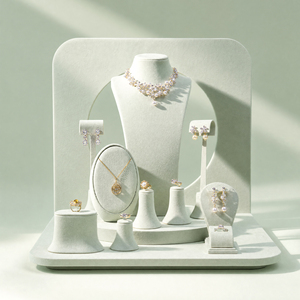 Zebopak - Juego de Soportes de Exhibición de Joyería de Gamuza Verde Menta para Collares, Pendientes, Anillos y Pulseras, Colección Navideña - Product Image 1