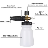 Canon à mousse professionnel en laiton pour nettoyeur haute pression avec bouteille de 1L à large ouverture et raccord rapide de 1/4 pouce pour équipement de lavage automobile
