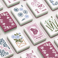 Juego de 160 fichas de Mahjong Americanas de Acrílico Morado con Diseño Floral Vintage Grabado, en Oferta