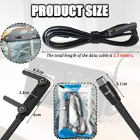 Nuevo Diseño, Cable Trenzado de Nailon Tipo-C 2 en 1 de 5 Pies y 240 W con Carga Rápida, Soporte para Teléfono, Codo de 90 Grados, Rotación de 360 Grados, Multiángulo, Compatible