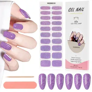 Coréen paillettes violet semi-durci ongles Gel enveloppes Offre Spéciale longue durée décalcomanies ongles autocollants