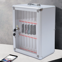 Armoire de rangement pour téléphones portables en alliage d'aluminium à 24 compartiments, à fixer au mur, pour salles de classe ou salles de conférence
