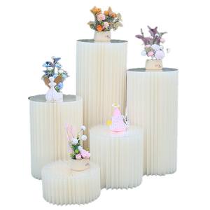 Vente en gros de tables cylindriques pliantes pour desserts à gâteaux, de colonnes romaines en papier kraft, de décorations de mariage <span class=keywords><strong>et</strong></span> de présentoirs d'arrière-plan - Product Image 5