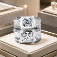 Bague pour homme en argent S925 avec pierre de moissanite créée en laboratoire Starsgem, couleur DEF, moissanite VVS, bague de fiançailles en argent