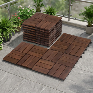 Baldosas Modernas para Exterior con Textura de Madera de Acacia, 300x300mm, Instalación con Sistema de Clic, Acabado Mate Antideslizante, Imitación de Madera Sólida Resistente al Calor - Product Image 1