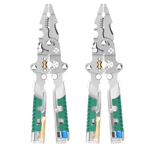 Pince à dénuder multifonctionnelle pour électricien, spéciale pour mesurer, diviser, enrouler, sertir et plier les fils, verte/argentée - Product Image 6