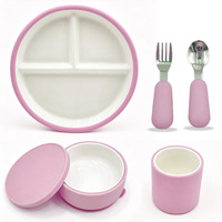 Ensemble de vaisselle moderne en silicone pour bébé, grande assiette à ventouse, bol, accessoires d'alimentation, qualité alimentaire, sans BPA, conforme aux normes du marché américain