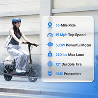 Trottinette électrique pliable de 12 pouces avec siège avant et arrière et panier de transport pour les trajets quotidiens et le shopping