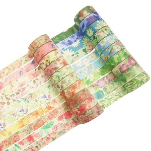 Impreso en caliente colorido decorativo diario papel adhesivo cinta de papel Popular 2024 artesanía washi tape