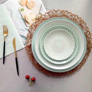 Assiettes de fête en porcelaine turque de style vintage tropical vert clair, vaisselle en céramique personnalisée en porcelaine fine - Product Image 2