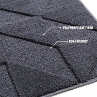 Tapis d'entrée lavable à profil bas, résistant à la saleté, gris, antidérapant, géométrique, pour intérieur