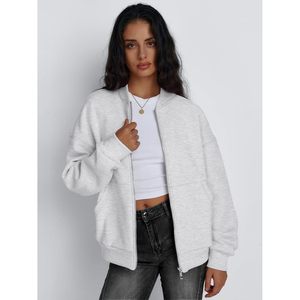 À la mode surdimensionné sweat à capuche zippé sweats pour femmes 2025 Y2K mode hiver hauts de gymnastique décontracté automne tenues trou reine taille - Product Image 5