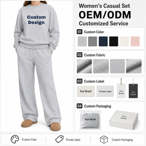 Set da <span class=keywords><strong>Donna</strong></span> 2 Pezzi per Uso Quotidiano Casual, Felpa con Zip e <span class=keywords><strong>Pantaloni</strong></span> <span class=keywords><strong>Tuta</strong></span> in Tinta Unita, Comodo e Personalizzabile - Product Image 2