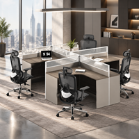 Poste de travail modulaire 4 personnes en forme de cube, cloison de bureau pour personnel, bureau en bois pour centre d'appels, mobilier de bureau commercial