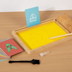 <span class=keywords><strong>Bambini</strong></span> che imparano precocemente alfabeto tracciando il <span class=keywords><strong>gioco</strong></span> lettere di tracciamento <span class=keywords><strong>carte</strong></span> Montessori Sand Writing Board vassoio - Product Image 6