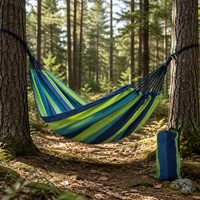 Hamac de camping portable en toile, hamac rayé pour les voyages en plein air, la plage et les pique-niques