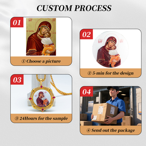 เครื่องประดับคาทอลิกพระแม่ฟาติมา วิร์เจน เดอ ฟาติมา ทำจากทองเหลืองชุบเคลือบเงาประดับทับทิม ของขวัญทางศาสนาสำหรับผู้ศรัทธาชาวอิเบเรีย - Product Image 5