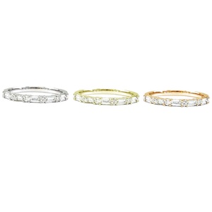 Prix usine précieux mariage 18K or blanc 100% diamant naturel bijoux fins Baguette mince bande anneaux pour petite amie cadeau - Product Image 4