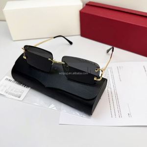 Bring a Box And a Receipt Famous Designer Rimless Sunglasses Unisex Diamond Cut UV400 Protection Luxury Sunglasses - Product Image 3