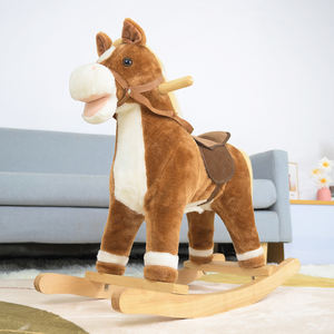 <span class=keywords><strong>Cheval</strong></span> à <span class=keywords><strong>bascule</strong></span> en peluche avec base en bois, adorable et à prix abordable, pour garçons et filles - Product Image 2