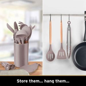Juego de Utensilios de Cocina Resistentes al Calor de 22 Piezas, Herramientas de Cocina de Silicona Gris para Sartenes Antiadherentes, Idea de Regalo de Navidad - Product Image 2