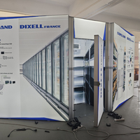 Boîte lumineuse SEG personnalisée pour stand d'exposition d'angle avec grandes ouvertures pour salon professionnel