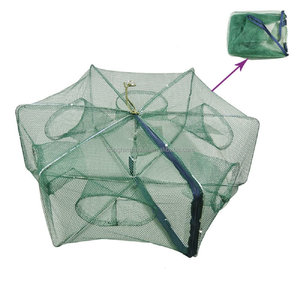Trampa de Pesca Tipo Paraguas <span class=keywords><strong>Sotelo</strong></span> con 10 Orificios, Red de Pesca Plegable, Jaula Automática Portátil para Peces, Camarones, Langostas y Cangrejos - Product Image 1