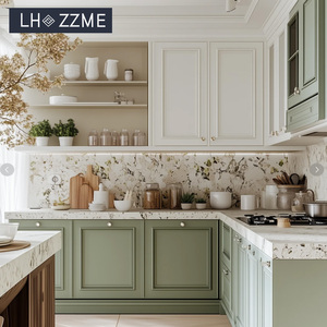Ensemble de meubles de <span class=keywords><strong>cuisine</strong></span> contemporains de style Shaker laqués, modulaires, <span class=keywords><strong>avec</strong></span> unités de rangement et îlot central pour appartement - Product Image 1