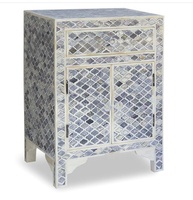 Grand tiroir en bois avec incrustation en perles, 6 tiroirs, motifs diagonales, nouvelle collection