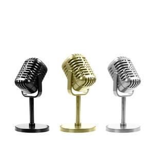 Microphone de simulation de style vintage classique, accessoire de décoration pour la maison, micro <span class=keywords><strong>dynamique</strong></span> pour voix. - Product Image 5