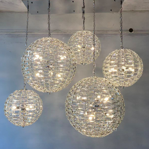 Lustre commercial multi-balles en cristal pour hôtel, avec chaîne de suspension réglable, idéal pour éclairer les îlots de cuisine et les salles à manger - Product Image 3