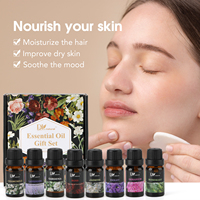 Huile Essentielle 100% Pure et Naturelle Lavande, Arbre à Thé, Eucalyptus, Rose, Agrumes pour Nourrir la Peau, Anti-Âge, Anti-Rides