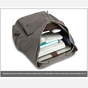 Sac à dos d'ordinateur en toile et <span class=keywords><strong>cuir</strong></span> véritable décontracté pour hommes, sac d'école pour hommes - Product Image 5